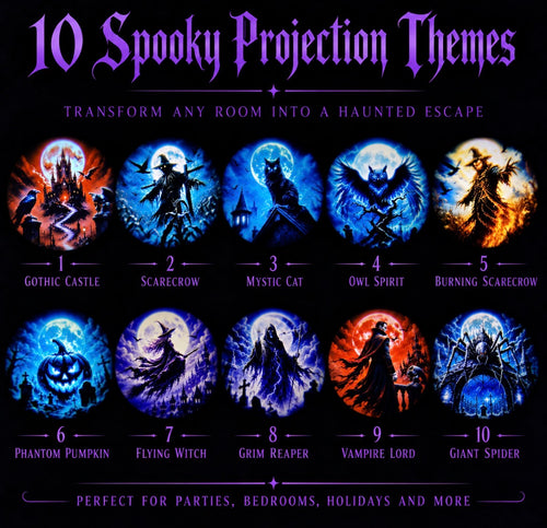Haunt Glow Halloween Projector Light - 10 Interchangeable Spooky Slides